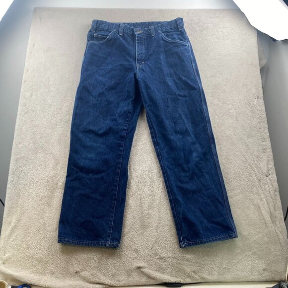 Dickies Men's Work Jeans 35x28 Hemmed Straight Flame-Resistant FR Blue Denim Wor - Picture 16 of 16